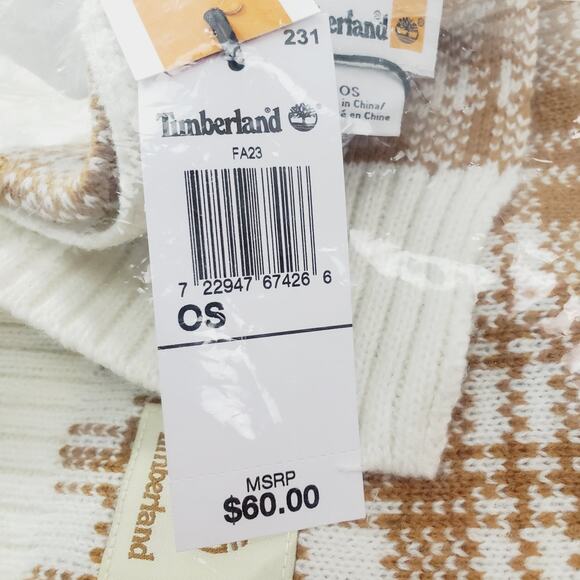 Timberland Tan Buffalo Plaid Scarf 64" LONG 10” WIDE Brown Check Winter Warm New - Picture 6 of 9